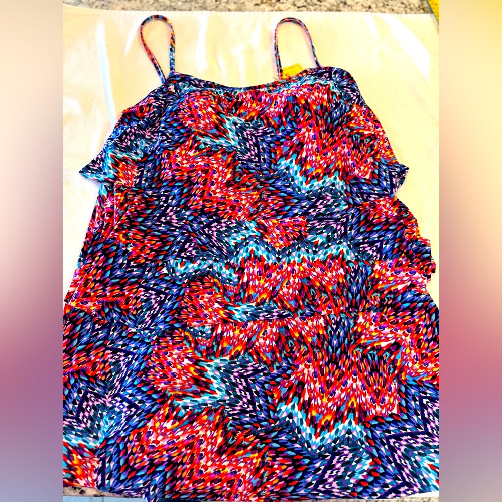 Caribbean Joe Colorful Swim Dress - One Piece Swimwear